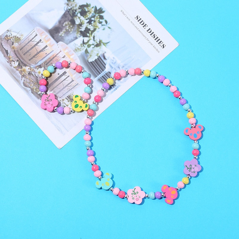 2pcs/Set Fashion Natural Wood Beads Necklace Bracelet