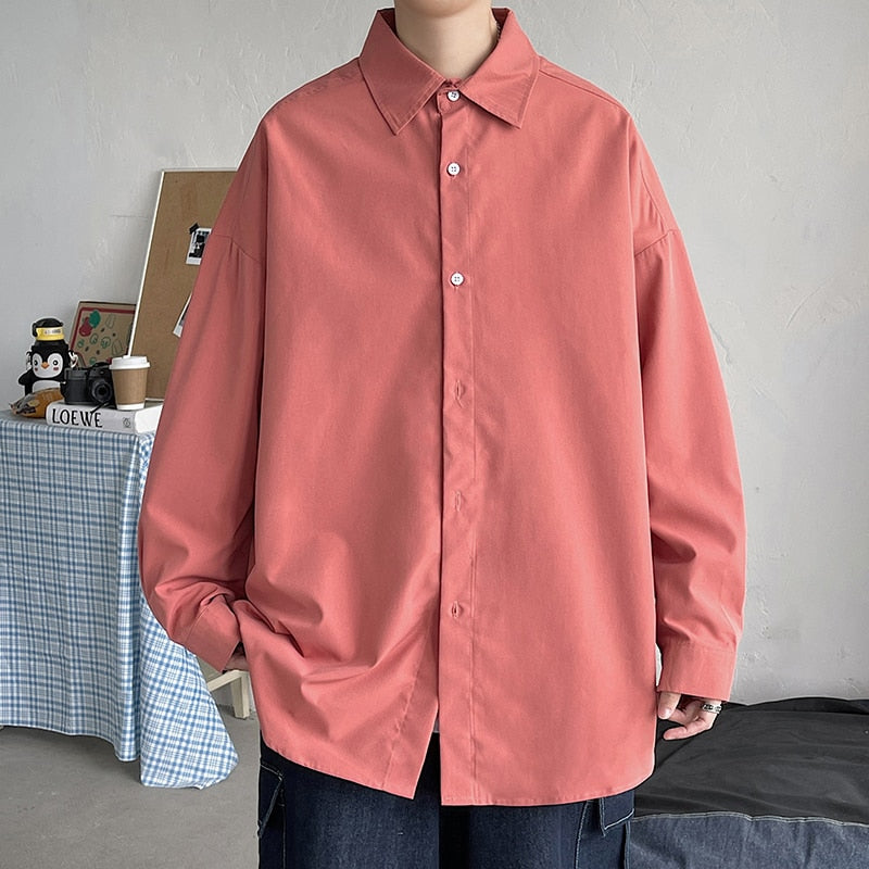 LAPPSTER Men Korean Fashion White Long Sleeve Shirts