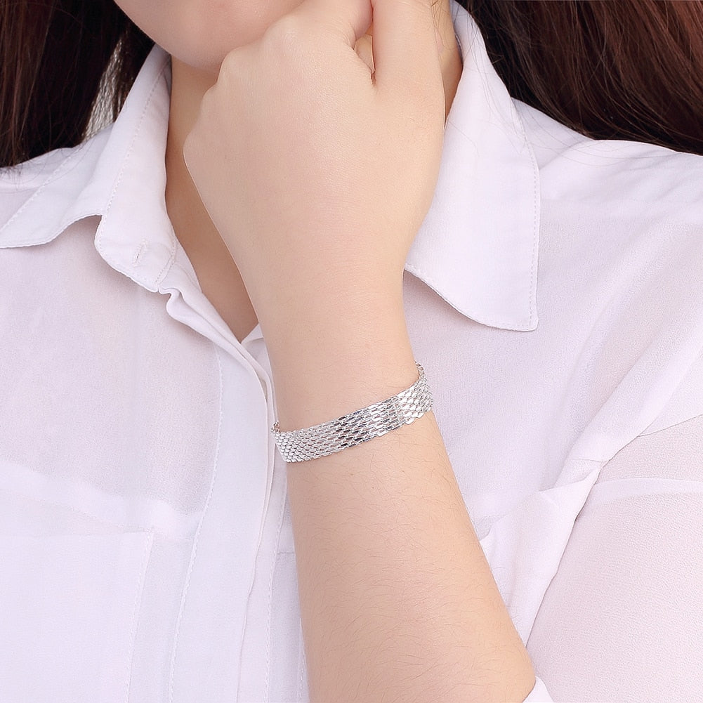 New 925 sterling silve rweaving chain Bracelet