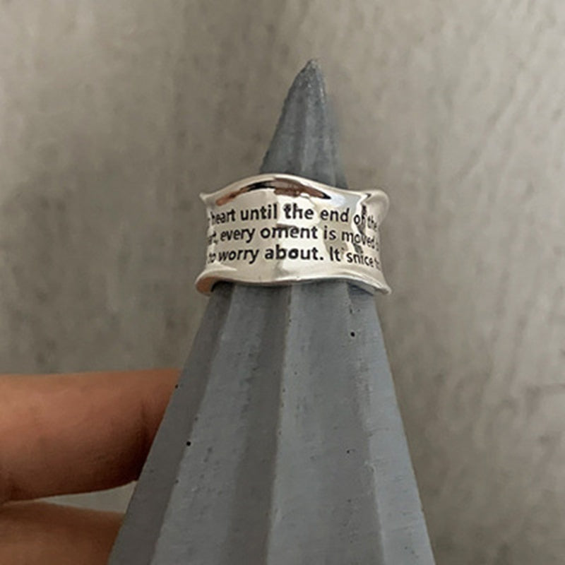 XIYANIKE Silver Color  Wavy Pattern Letters Simple Open Ring