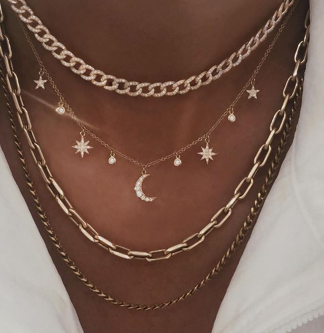 New Fashion Gold Crystal Stars Pendant Necklace