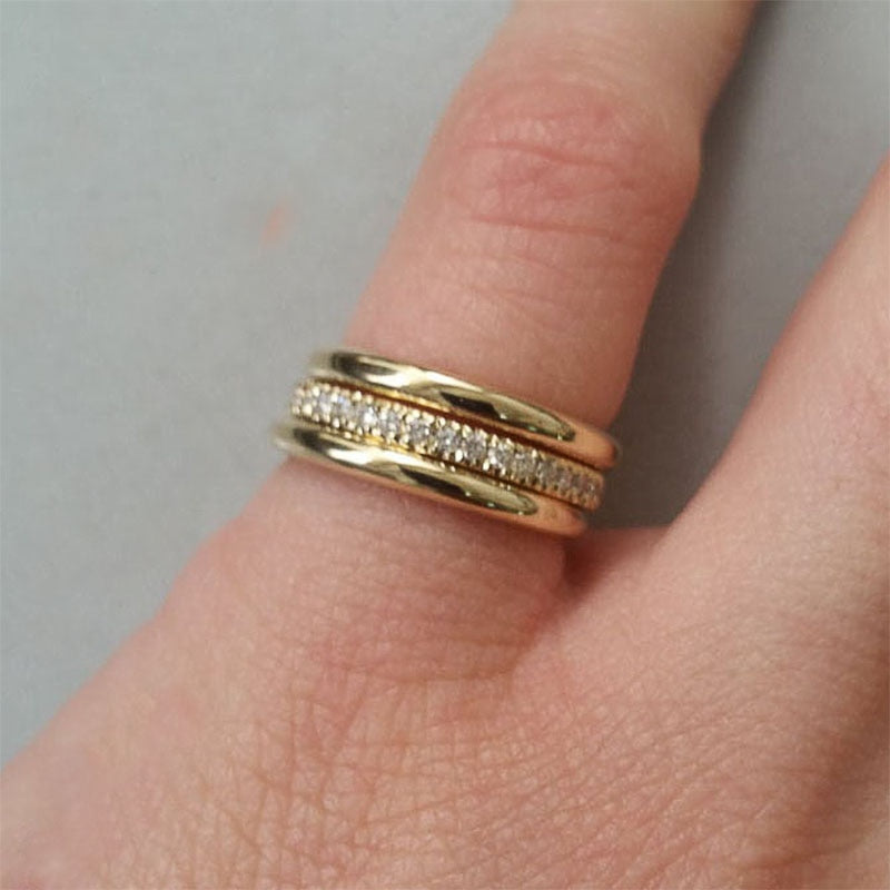 Huitan 2020 Micro Paved Cubiz Zircon Finger Ring