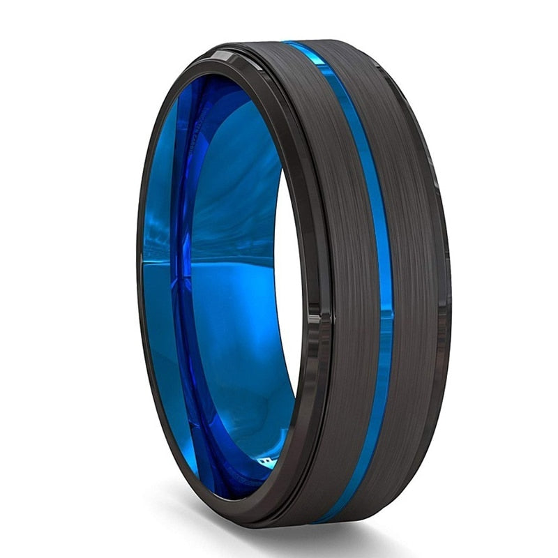 FDLK  Fashion 8MM Men's Stainless Steel Beveled Edge Ring