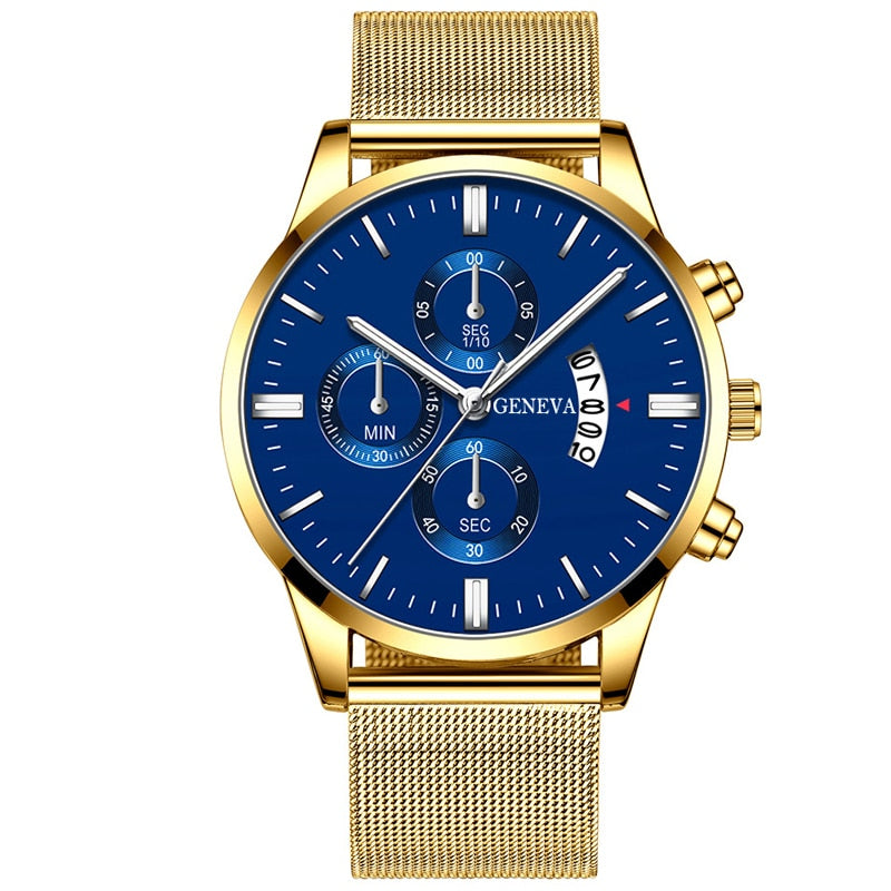 Men's Stainless Steel Mesh Belt Analog Quartz Watch