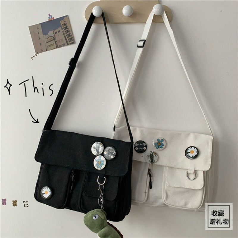 Solid Color Canvas Diagonal Cross Bag