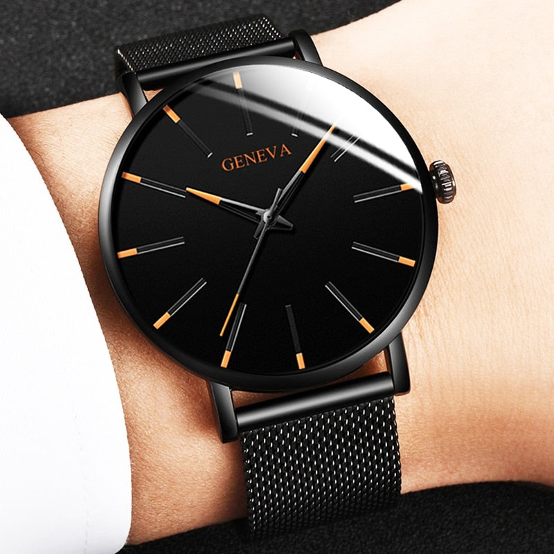 reloj hombre 2022 Watch Men Minimalist Ultra Thin Watches Men's Fashion Stainless Steel Mesh Belt Quartz Watch relogio masculino