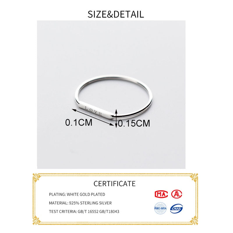INZATT Minimalist Real 925 Sterling Silver Love Letter Ring