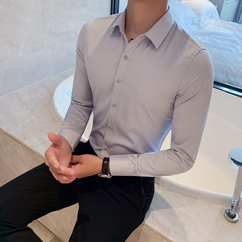 British Style Long Sleeve Formal Wear Shirt Men