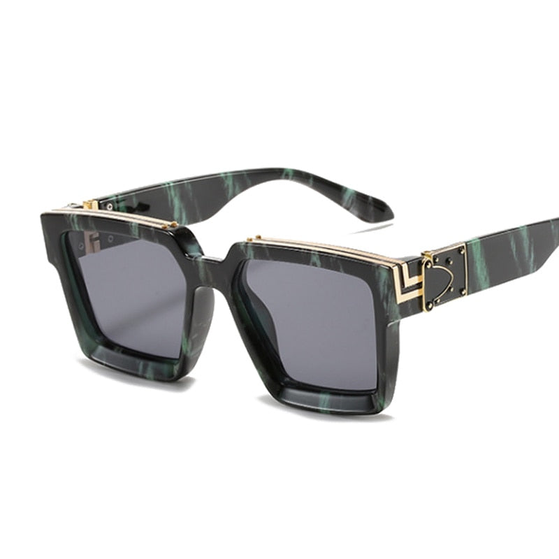 Vintage Square Man Woman Gradient Big Frame Sunglasses