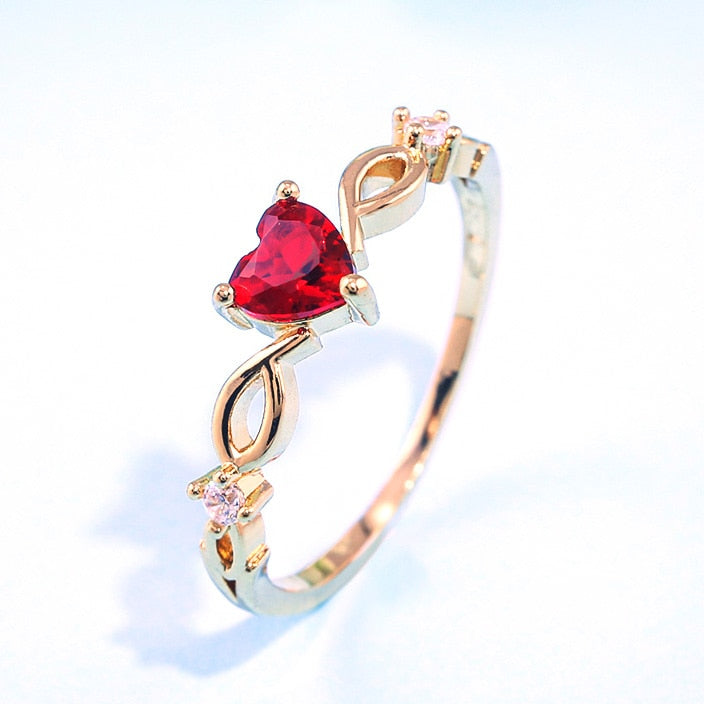 Huitan Simple Heart Ring For Women Female Cute Finger Ring