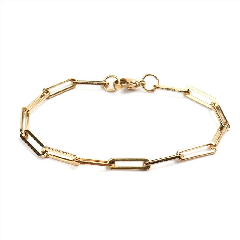 1PC 4mm Stainless Steel Link Cable Chain Oval Bracelet