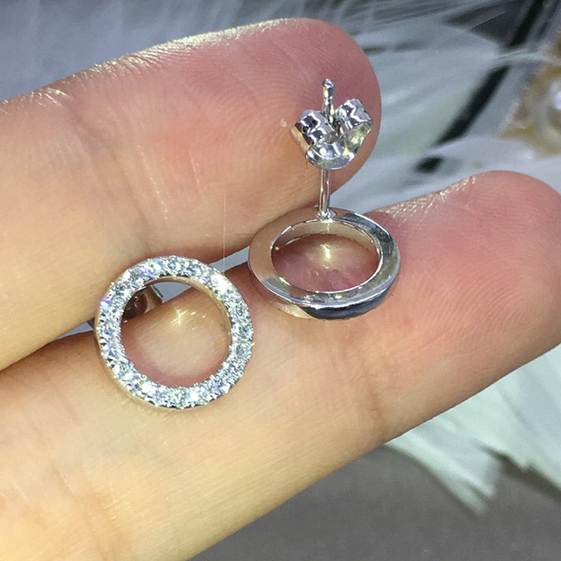 Fashion Versatile Crystal Dazzling Circle Stud Earrings