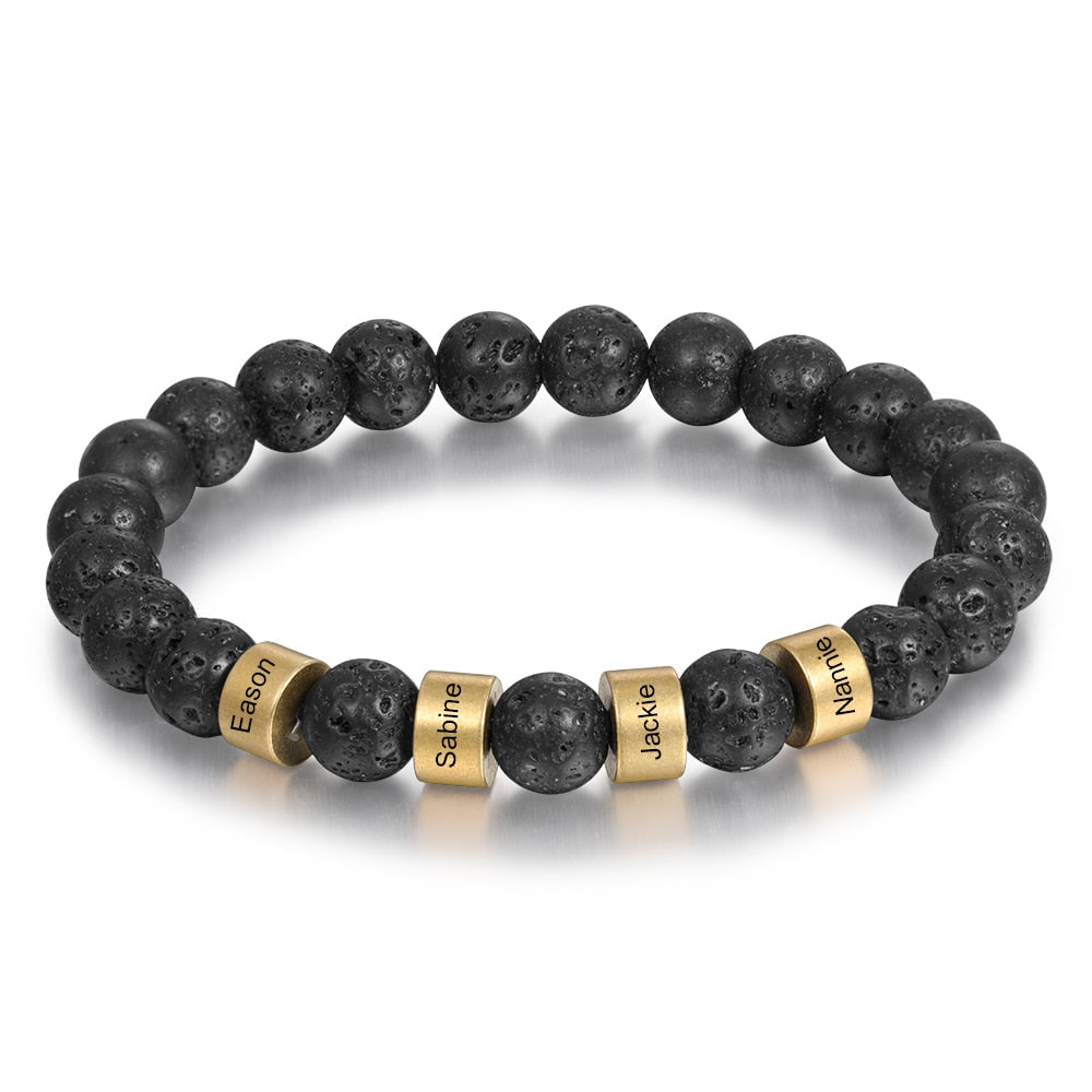 Personalized Name Stone Bead Engraving Bracelet