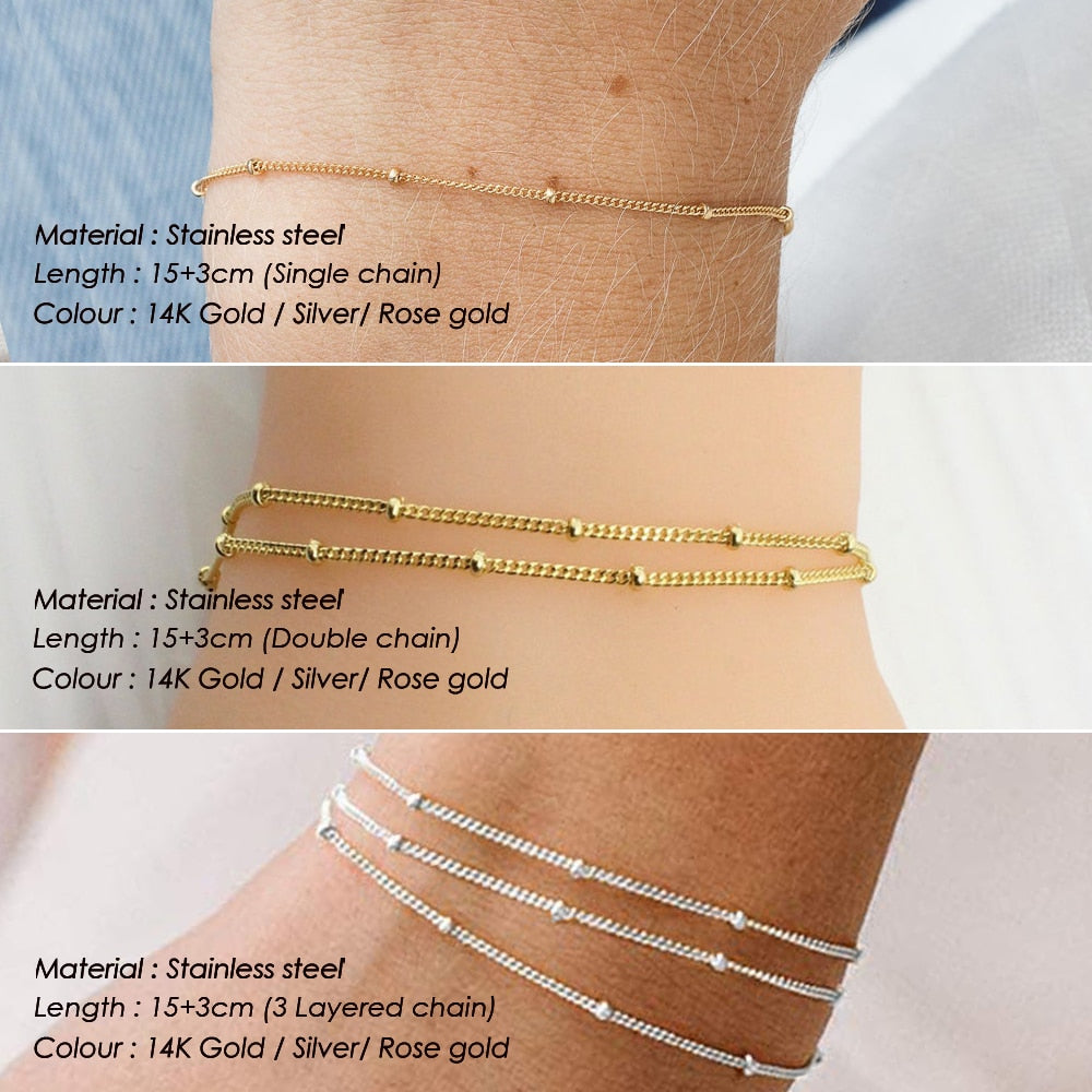 JUJIE 316L Stainless Steel Ball Chain Bracelet