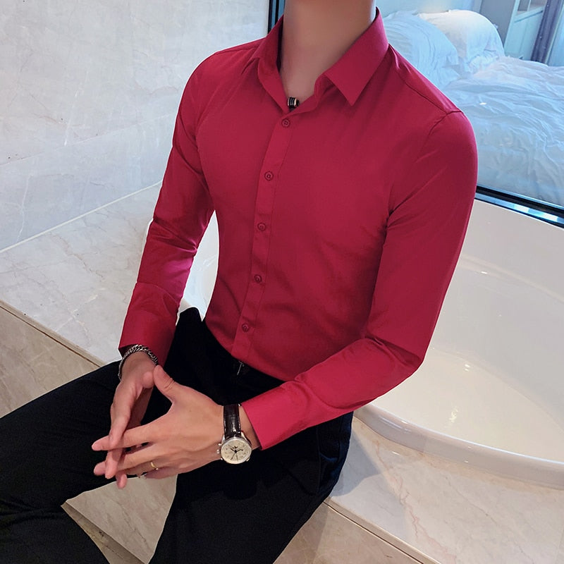 British Style Long Sleeve Formal Wear Shirt Men