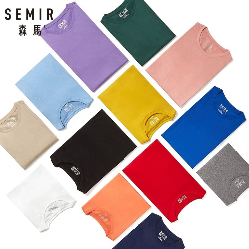 SEMIR Simple O neck stretch solid new top