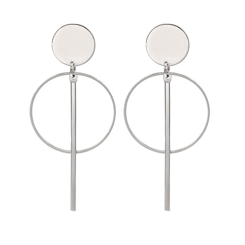 Korean Long Statement Geometric Triangle Tassel Dangle Drop Earrings
