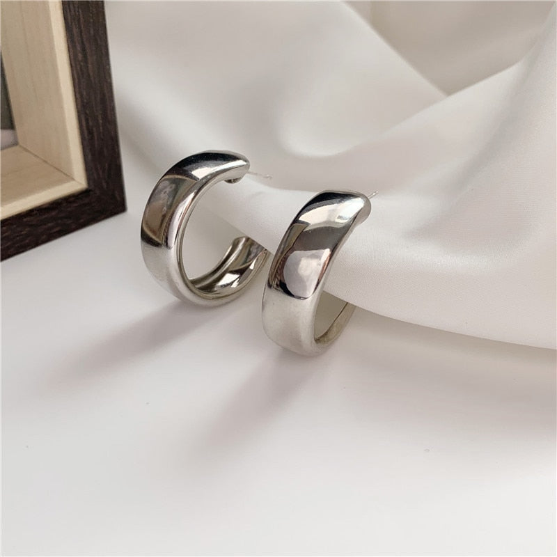 Korean Geometry Metal Earrings For women