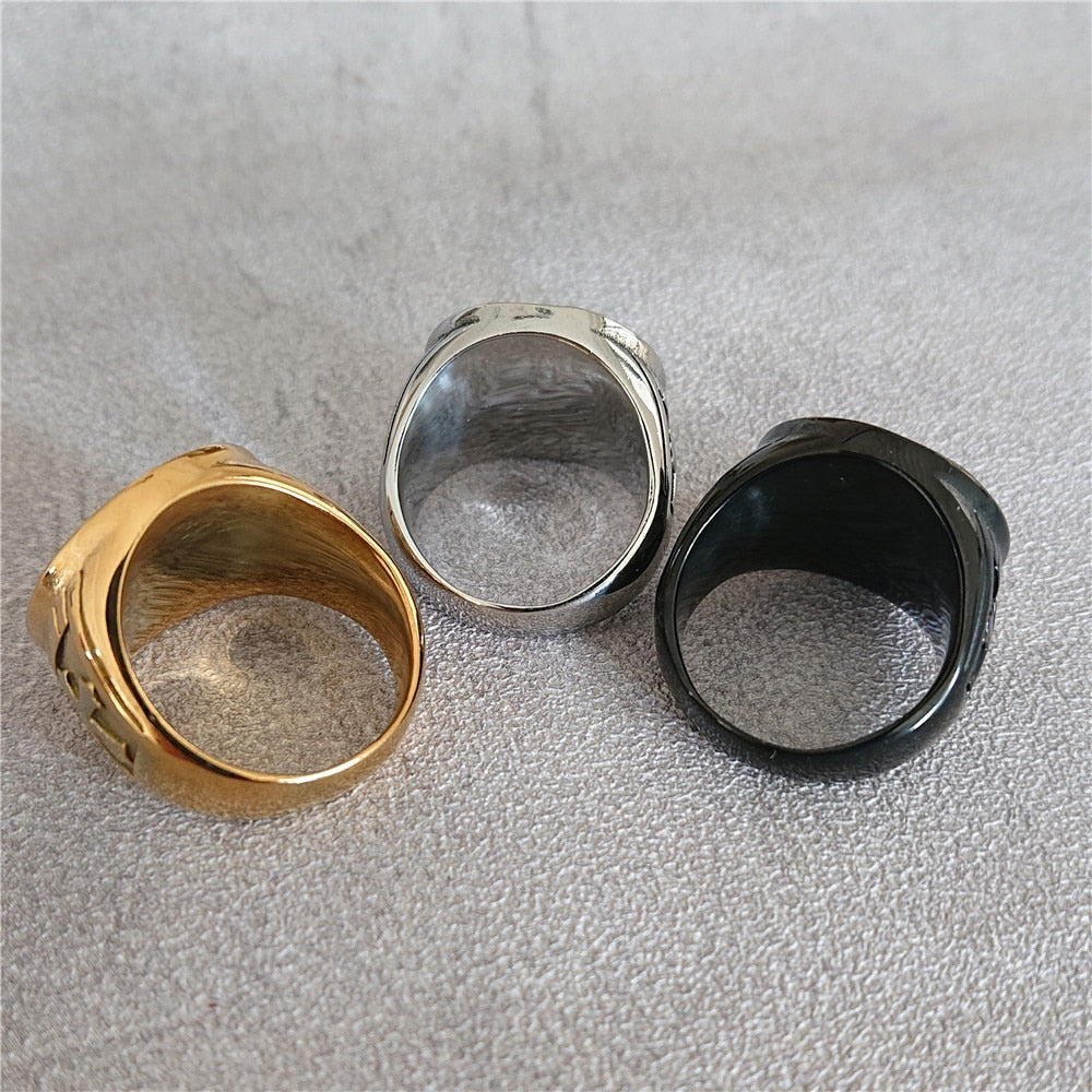 Vintage Catholic Angel Michael Stainless Steel Ring