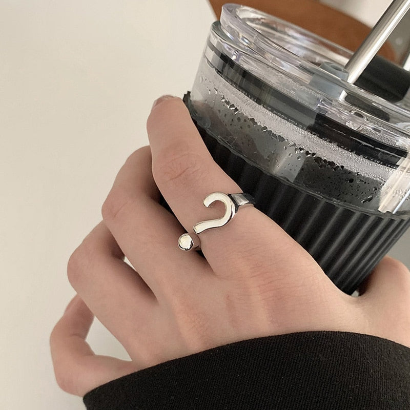 Vintage Gothic Question Mark Heart Finger Ring