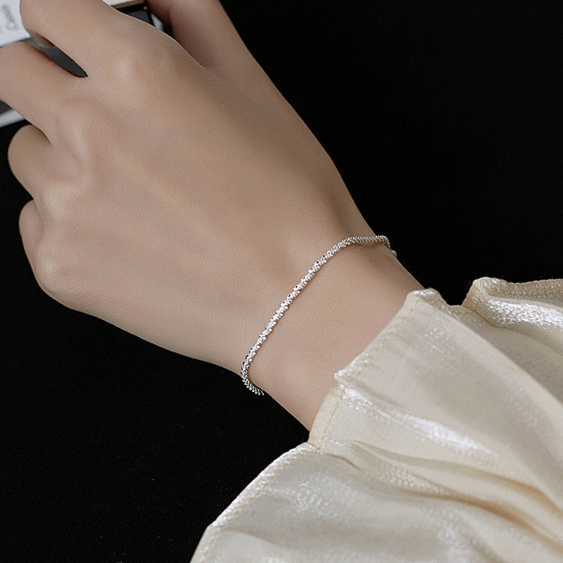 Minimalist Silver Plated Adjustable Charm Bracelet