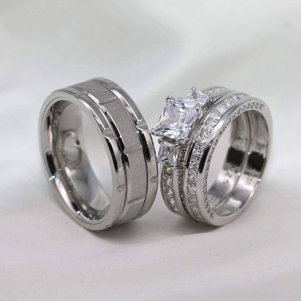 Exquisite Rhinestones Zirconia Rings Set