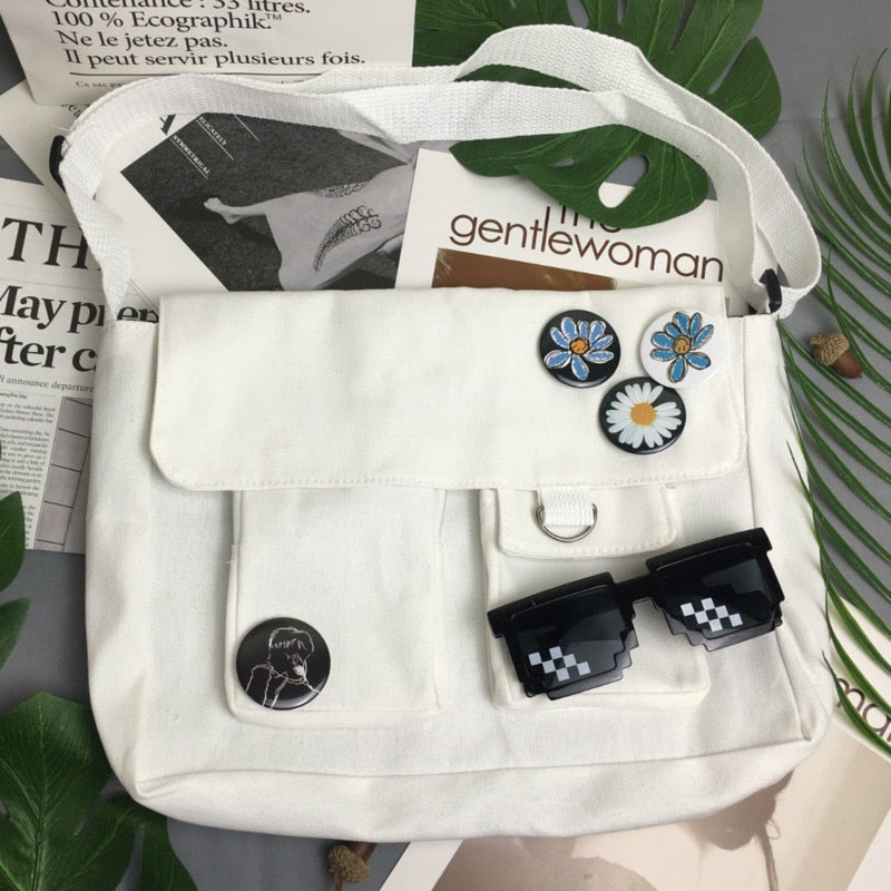Solid Color Canvas Diagonal Cross Bag