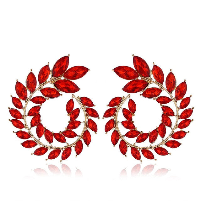10 Colors Rhinestone Geometric Big Round Earrings
