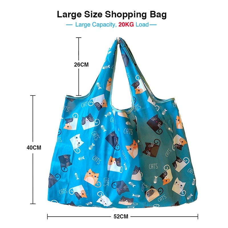 Reusable Large Cartoon Folding Washable Shopping Bag - Jeglowstore