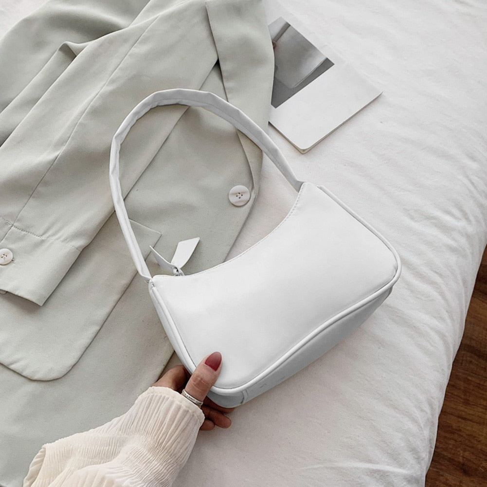Women's Bag PU Leather 2021 New Solid Color Armpit Underarm Shoulder Bags for Women Casual Ladies Chain Shopper Handbags Purse