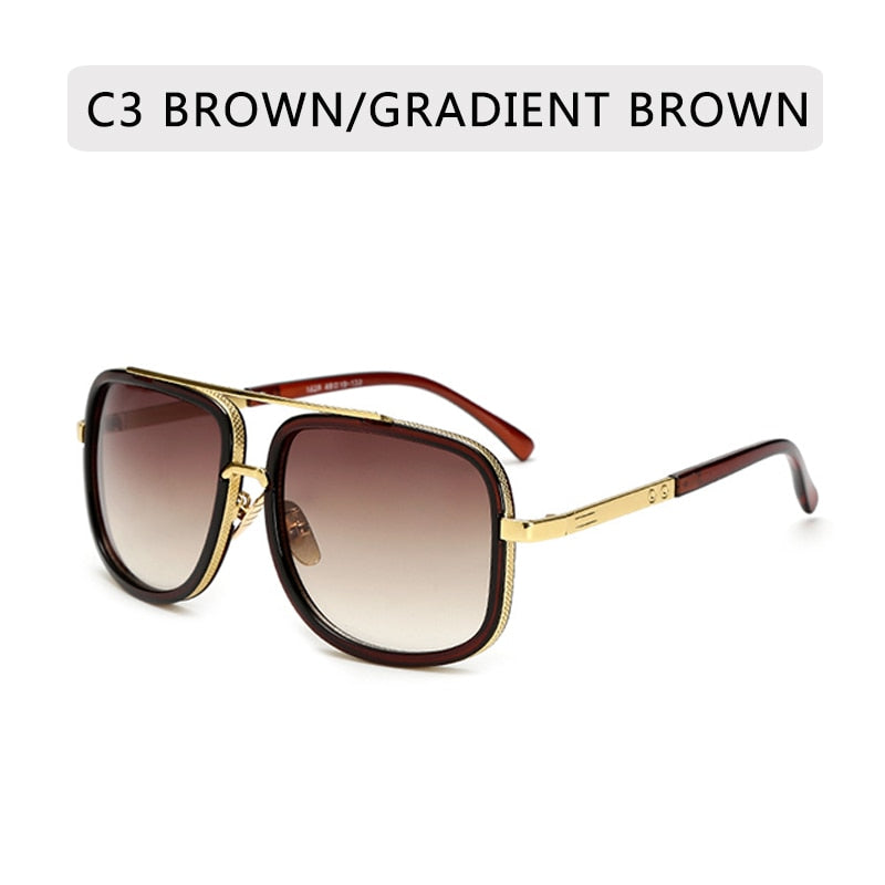 Big Frame Square Metal Sun Glasses