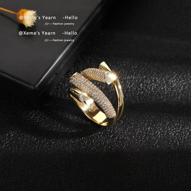 Micro Setting Zircon Metal Cross Opening Rings