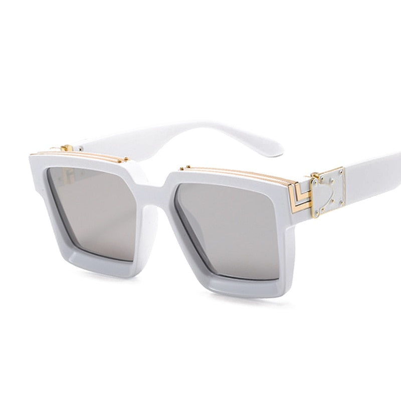 Vintage Square Man Woman Gradient Big Frame Sunglasses