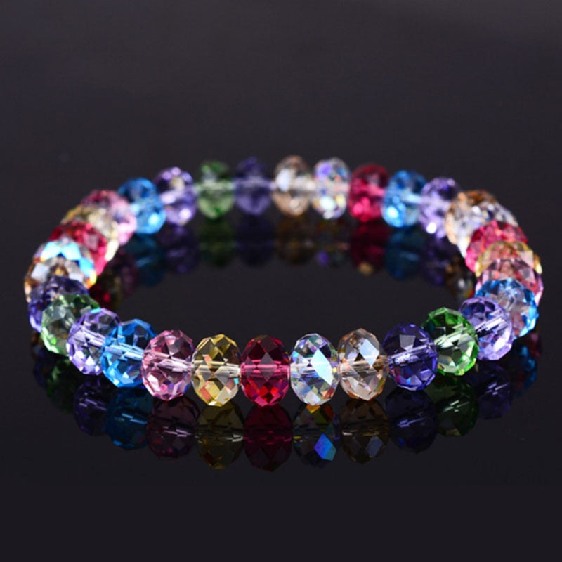 Fashion Shiny Stone Beads Elasticity Rope Strand Bracelet
