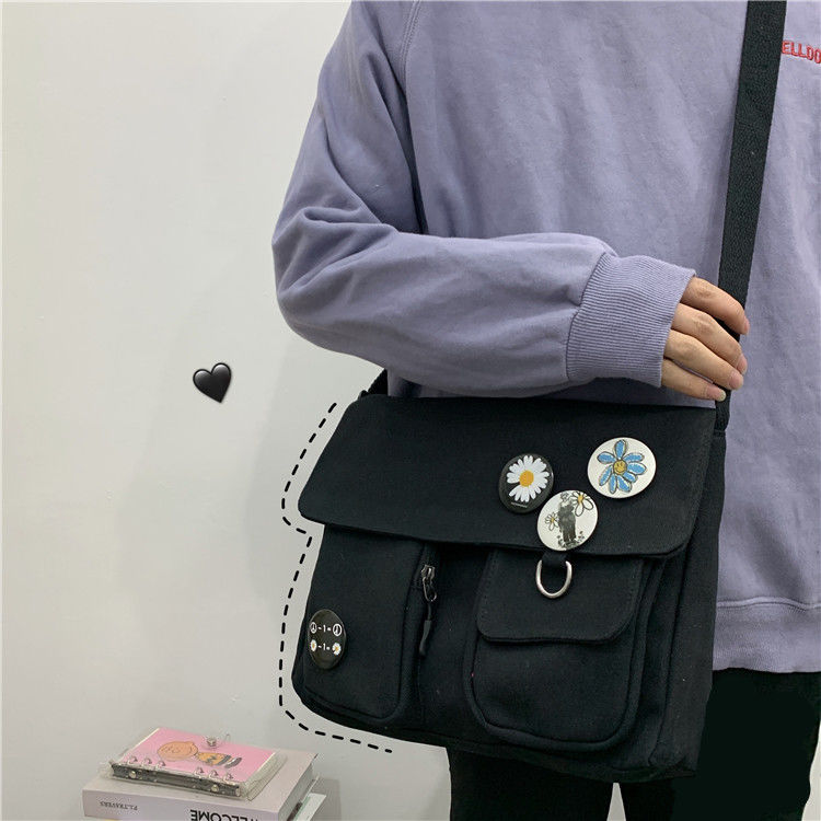 Solid Color Canvas Diagonal Cross Bag