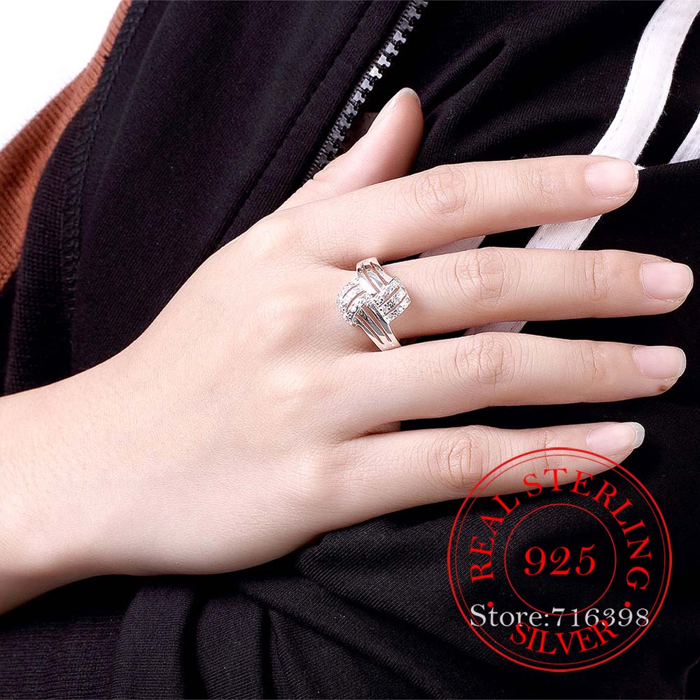 925 Sterling Silver Jewelry Vintage AAA+ Zircon Ring