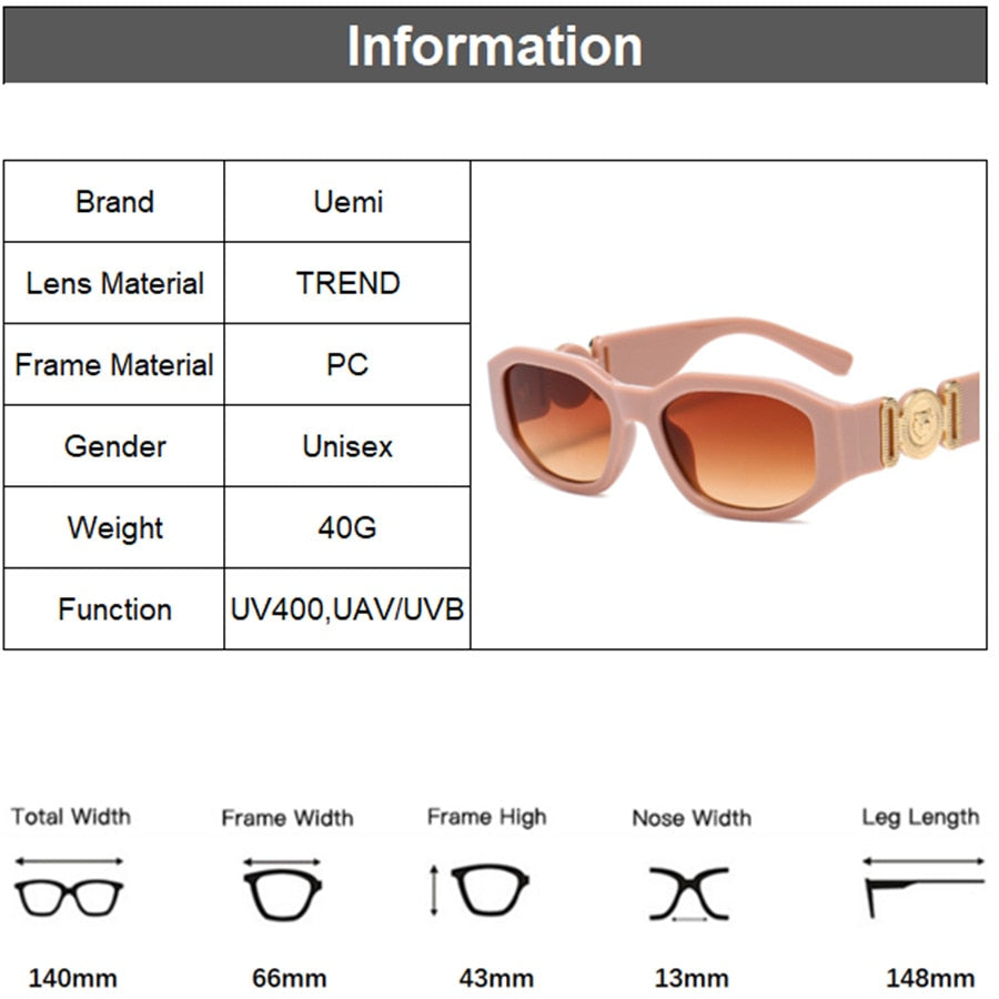 Luxury Retro Vintage Square UV400 Sunglasses