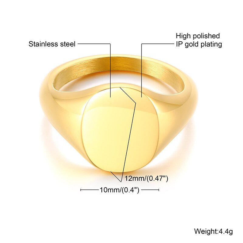 Lotus Signet Stainless Steel Elegant Signet Ring