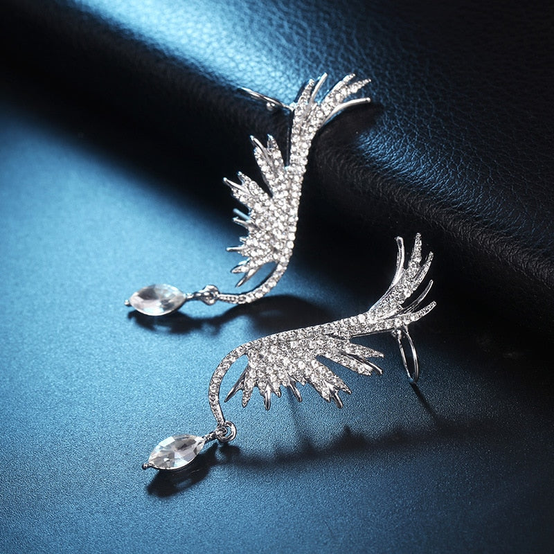 Luxury Shiny Crystal Rhinestone Long Tassel Ear Cuff Earing