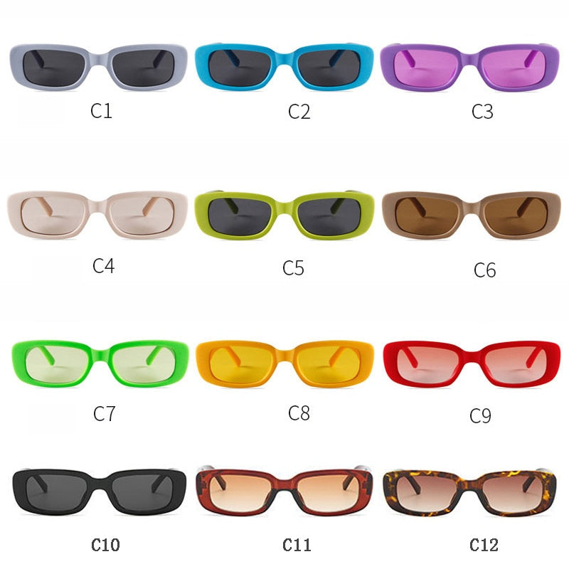 Emosnia Women Man Fashion Small Rectangle Candy Shades Sunglasses