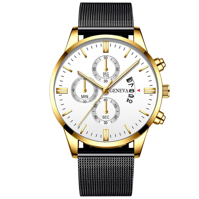 Men's Stainless Steel Mesh Belt Analog Quartz Watch