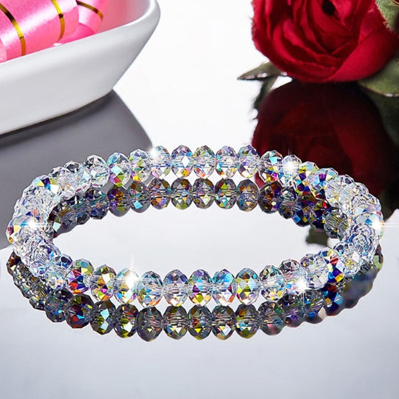 Fashion Shiny Stone Beads Elasticity Rope Strand Bracelet
