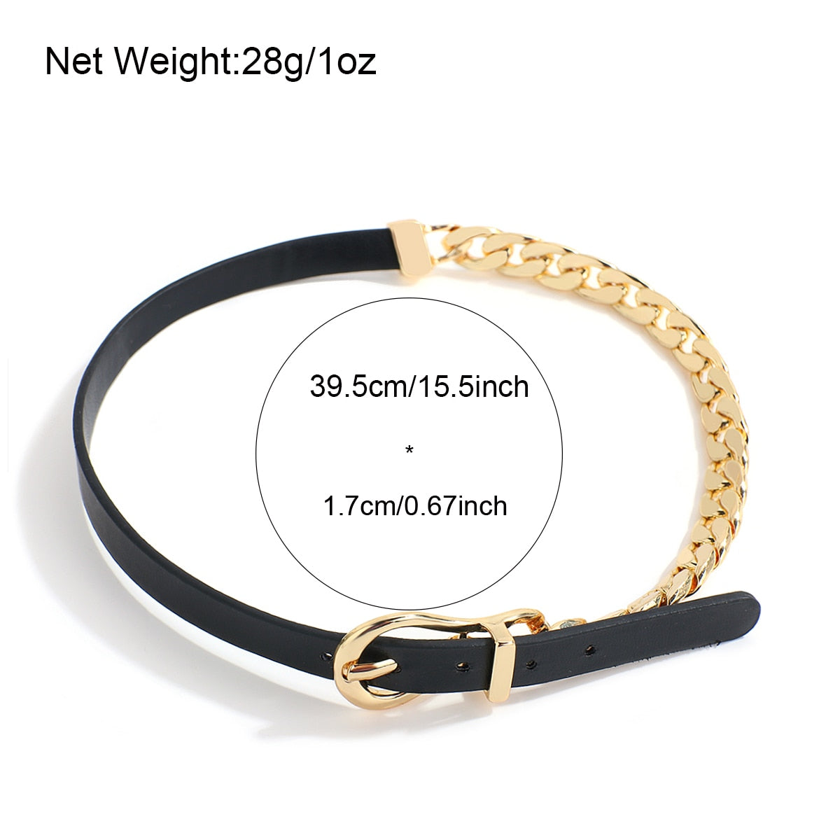 Amorcome Women Punk PU Leather Choker Chain Collar Necklace