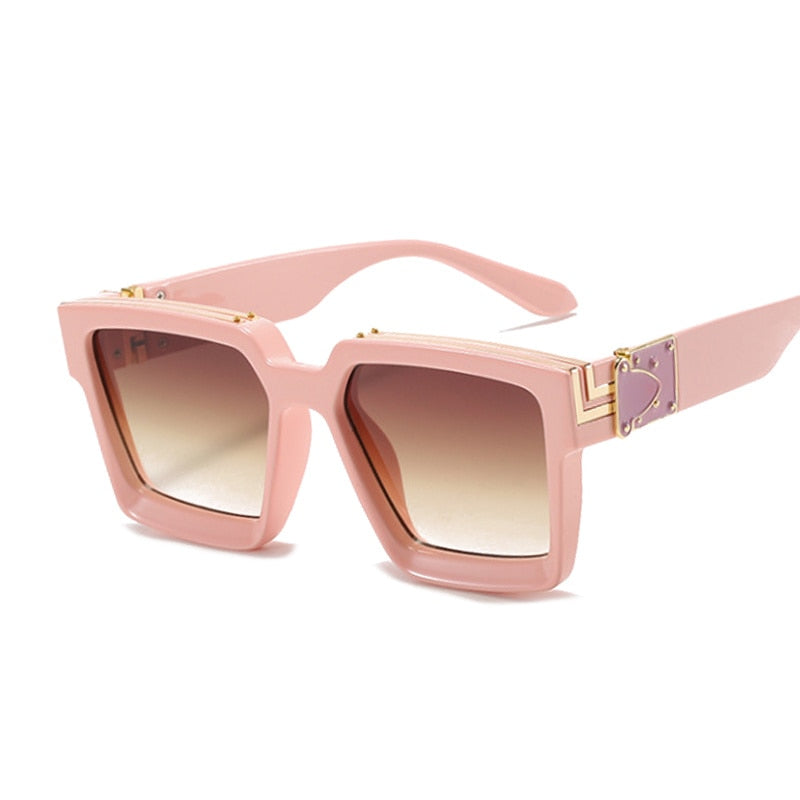Vintage Square Man Woman Gradient Big Frame Sunglasses