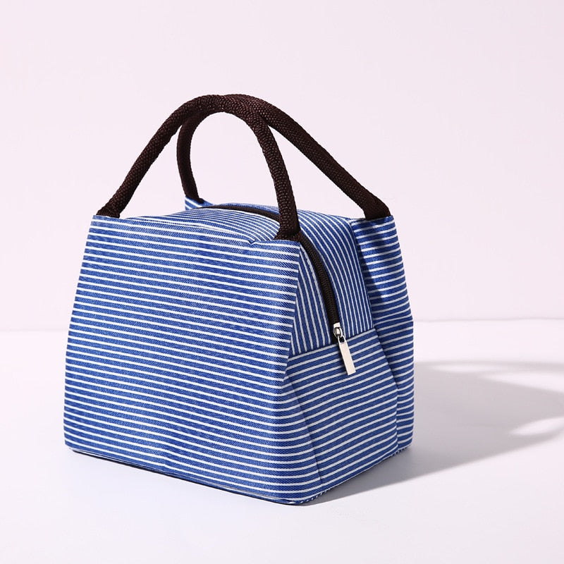 Fresh Cooler Bag Thermal Waterproof Nylon Portable Zipper Closed Oxford Lunch Bags For Women Convenient Lunch Box Tote Food Bags