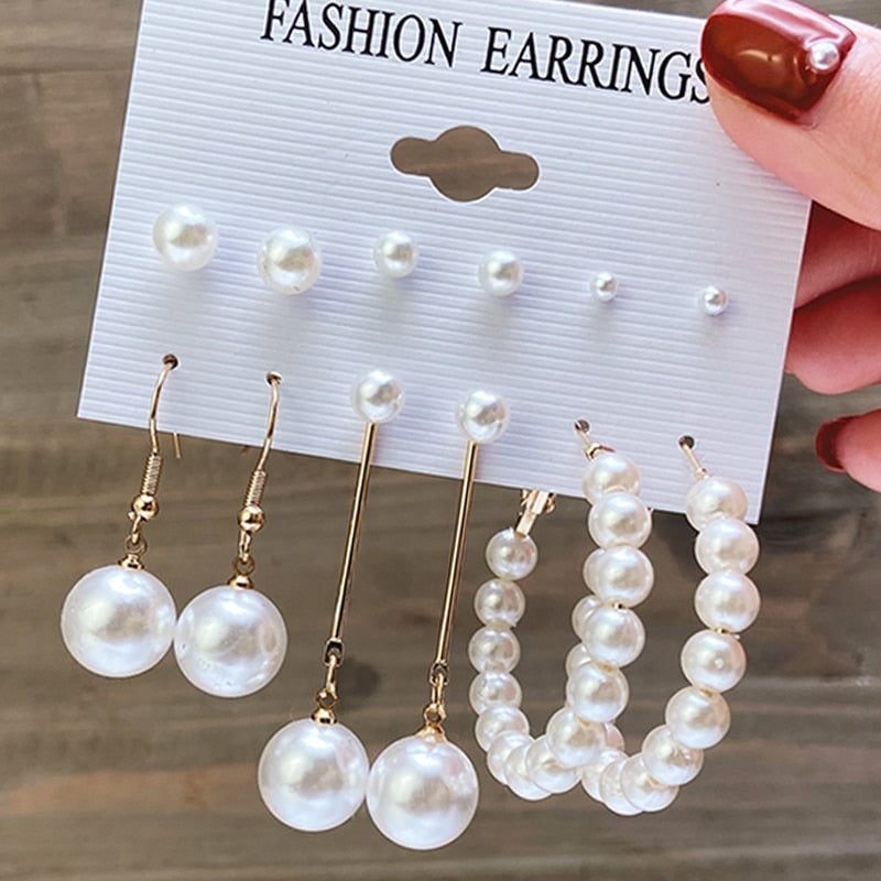 17KM Vintage Geometric Gold Plated Metal Earrings Set