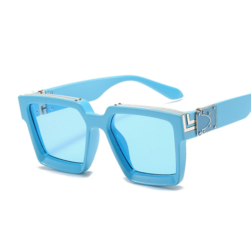 Vintage Square Man Woman Gradient Big Frame Sunglasses
