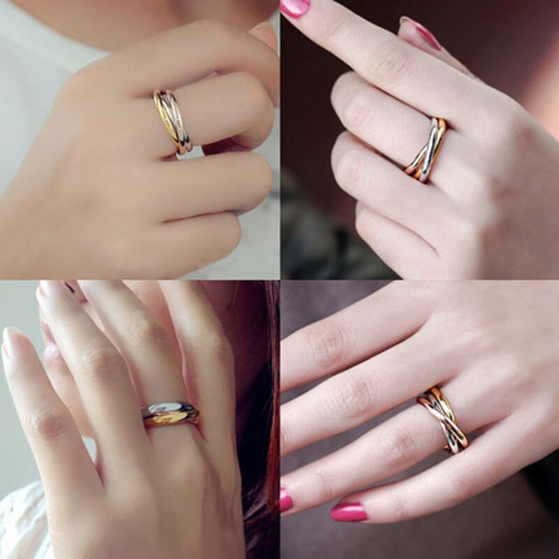 Ramos Classic 3 Rounds Ring Sets Women Stainless Steel