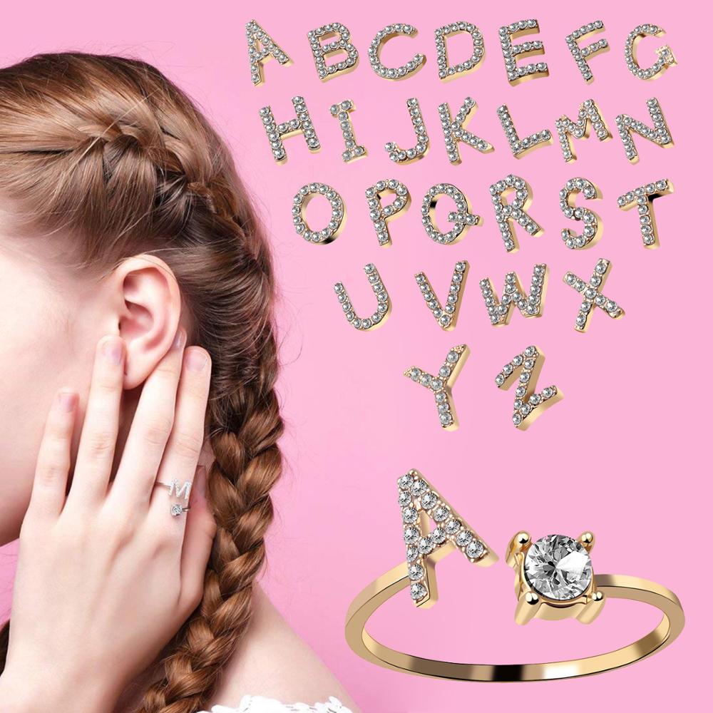 Fashion 26 Initial Letter Silver Color Ring