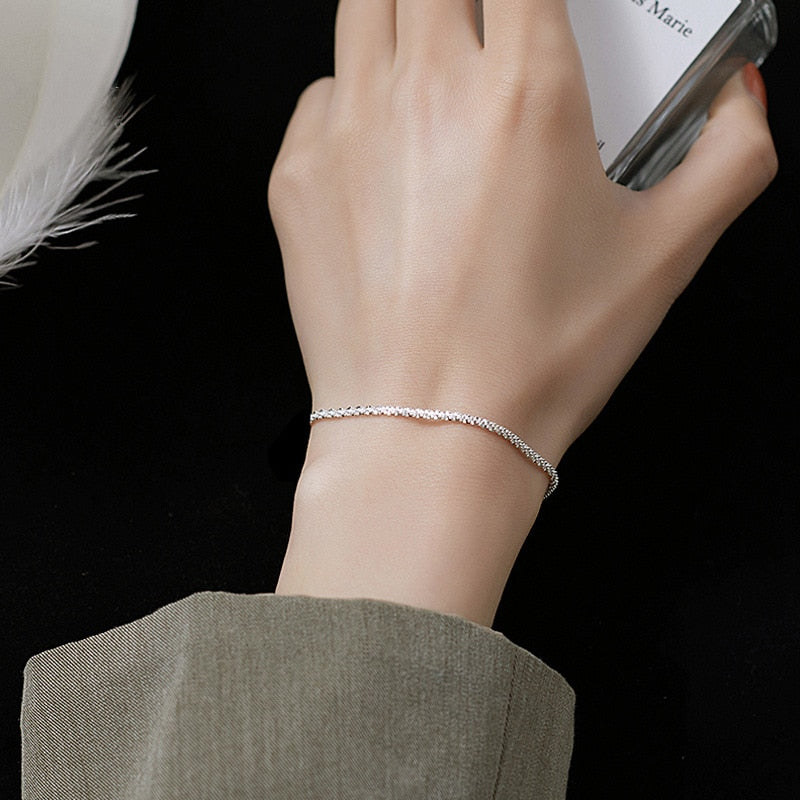 Minimalist Silver Plated Adjustable Charm Bracelet